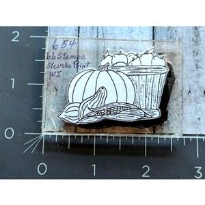 BB Stamps Basket Apples Pumpkin Corn Harvest Fall Acrylic Rubber Stamp #H3